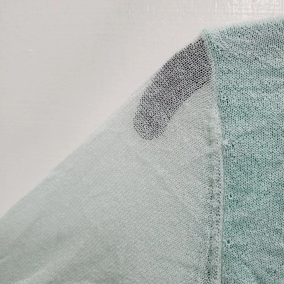 Ann Taylor Women's Mint Green Gauzy Layer‎ Sheer 3/4 Sleeve Button Up Cardigan L - Picture 2 of 8